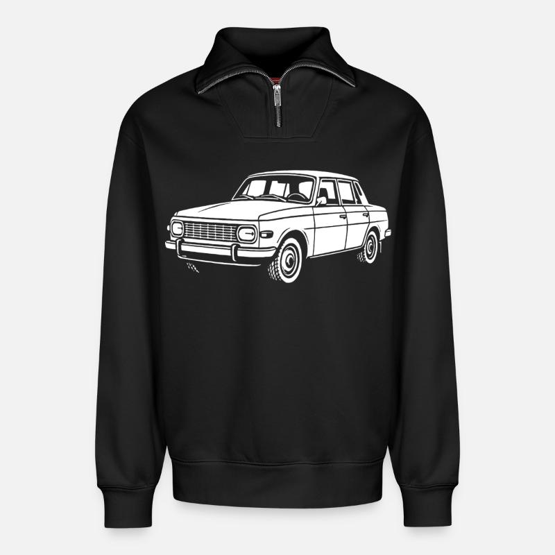 DDR auf vier Rädern - Relaxed Unisex Organic Half Zip Sweatshirt – von SPREAD - Schwarz