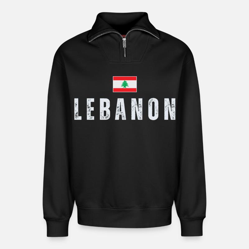 Stolzer Libanese, Flagge des Libanon - Relaxed Unisex Organic Half Zip Sweatshirt – von SPREAD - Schwarz