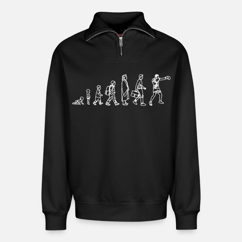 Évolution du Boxer - Sweat unisexe décontracté en coton biologique à demi-zip – de SPREAD - noir