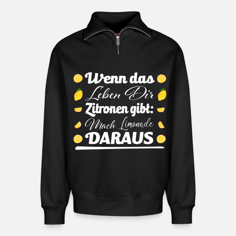 Zitronen und Limonade - Relaxed Unisex Organic Half Zip Sweatshirt – von SPREAD - Schwarz