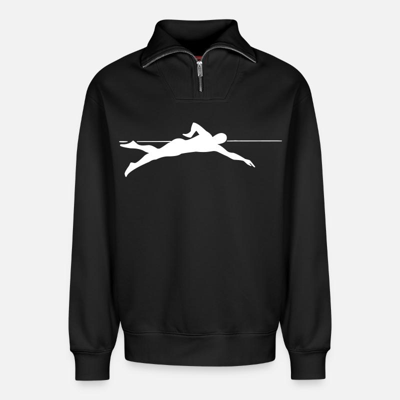 Dynamischer Sprinter Liniengrafik - Relaxed Unisex Organic Half Zip Sweatshirt – von SPREAD - Schwarz