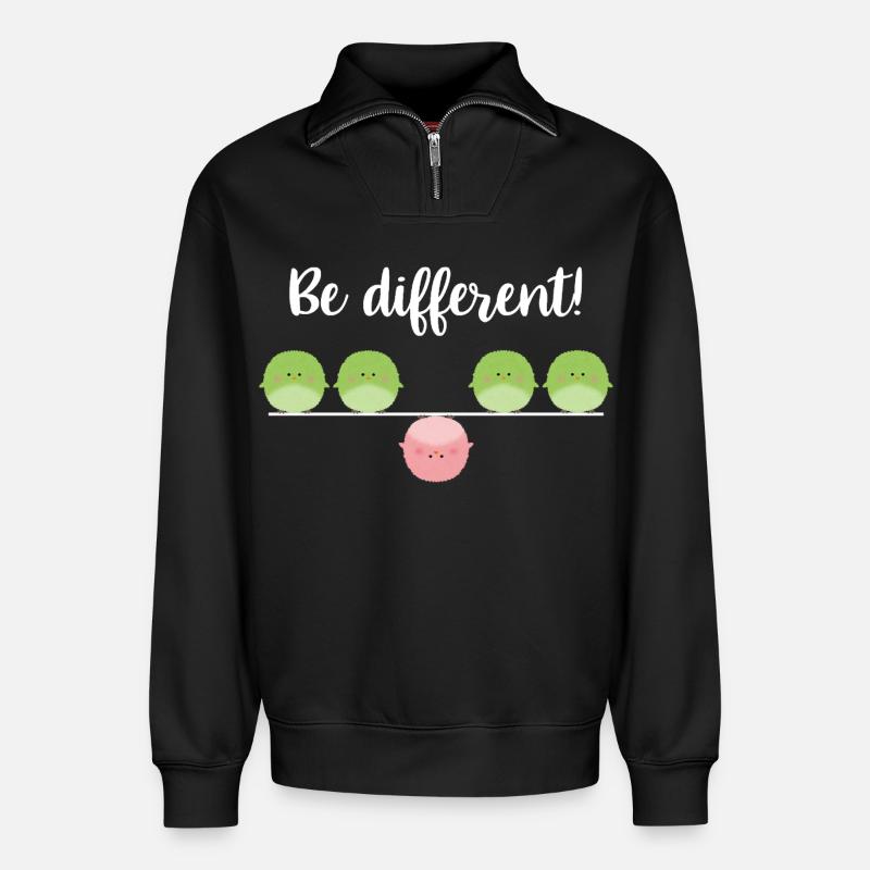 Be different! Sei einfach anders! - Relaxed Unisex Organic Half Zip Sweatshirt – von SPREAD - Schwarz