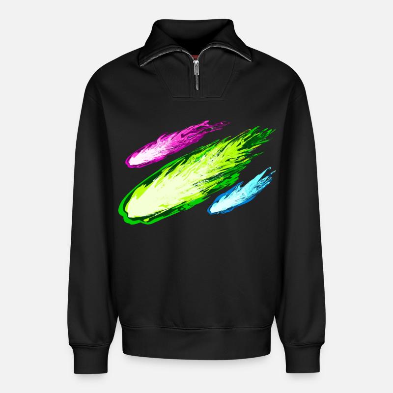 Explosion von bunten Drachen - Relaxed Unisex Organic Half Zip Sweatshirt – von SPREAD - Schwarz