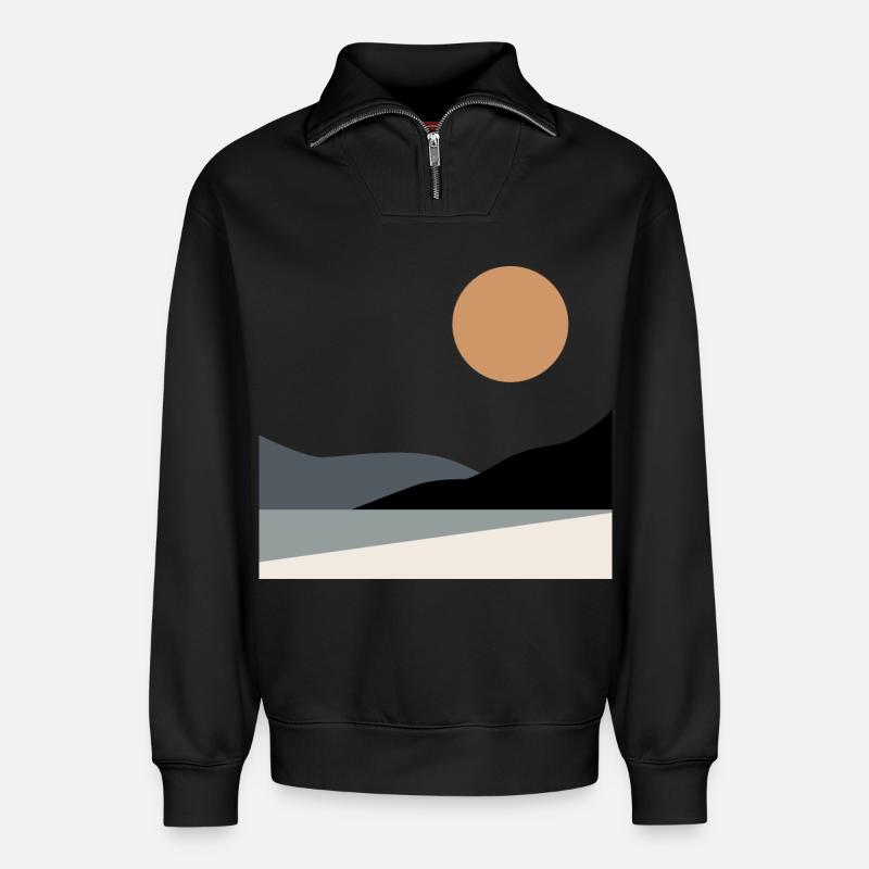 Abstrakte Landschaft - Relaxed Unisex Organic Half Zip Sweatshirt – von SPREAD - Schwarz