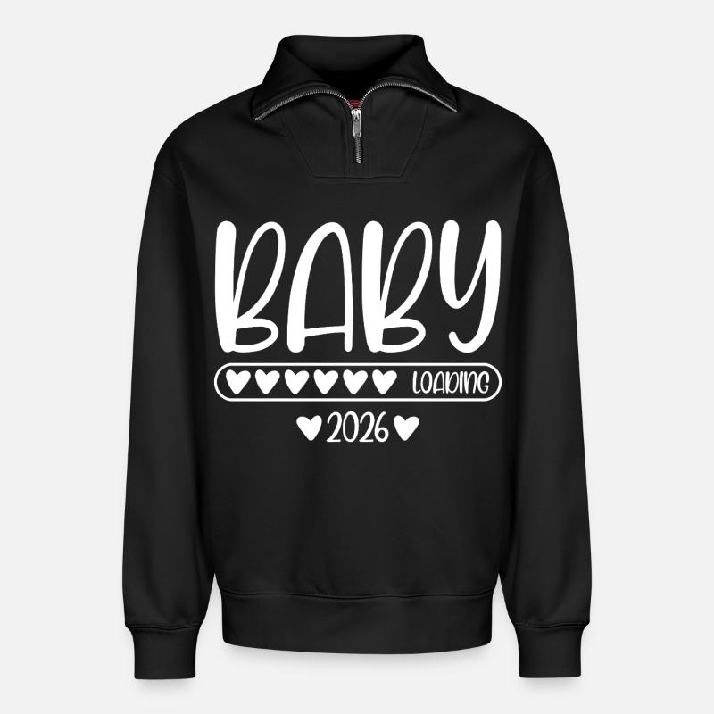 Baby 2026 loading - Relaxed Unisex Organic Half Zip Sweatshirt – von SPREAD - Schwarz