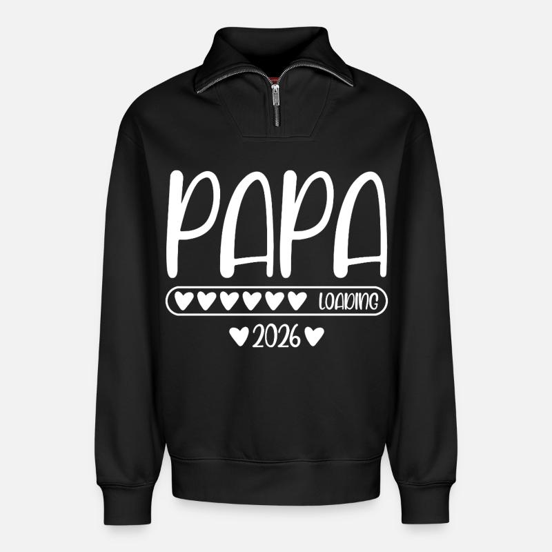 Papa 2026 loading - Relaxed Unisex Organic Half Zip Sweatshirt – von SPREAD - Schwarz