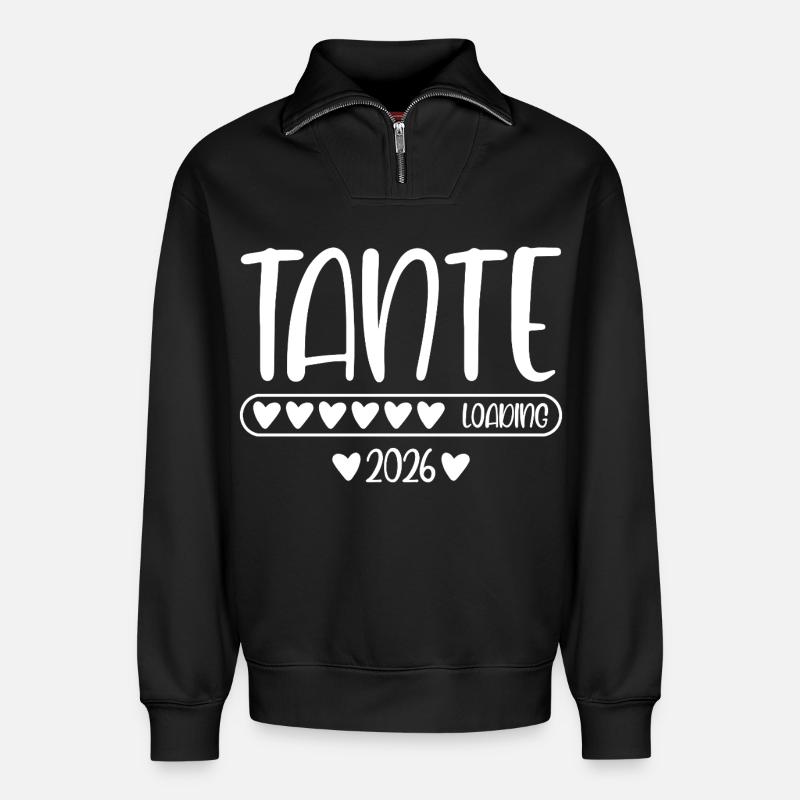 Tante 2026 loading - Relaxed Unisex Organic Half Zip Sweatshirt – von SPREAD - Schwarz