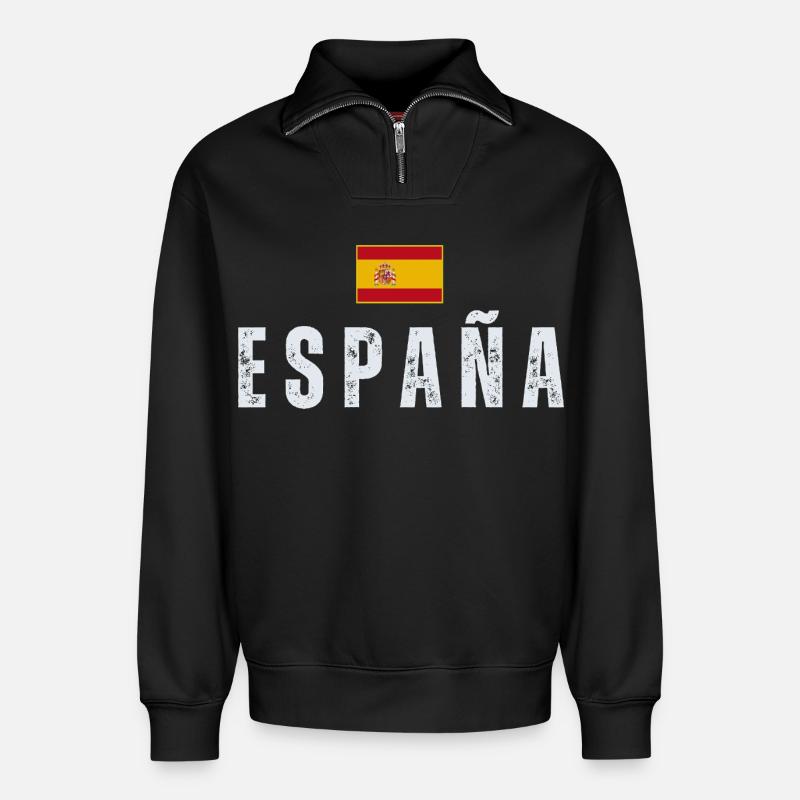 Ich liebe Spanien, spanischen Stolz - Relaxed Unisex Organic Half Zip Sweatshirt – von SPREAD - Schwarz