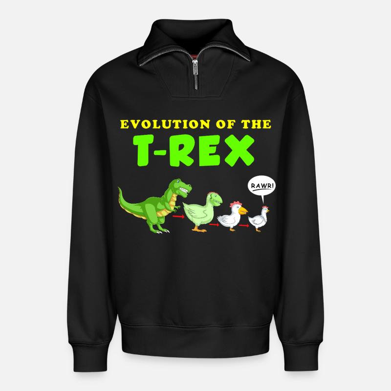 Dinosaurier - Relaxed Unisex Organic Half Zip Sweatshirt – von SPREAD - Schwarz