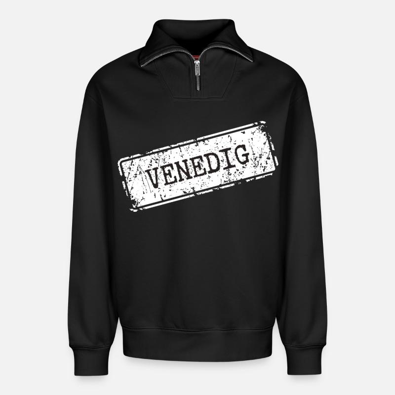 Venedig - Relaxed Unisex Organic Half Zip Sweatshirt – von SPREAD - Schwarz