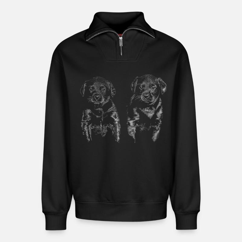 Welpen - Relaxed Unisex Organic Half Zip Sweatshirt – von SPREAD - Schwarz