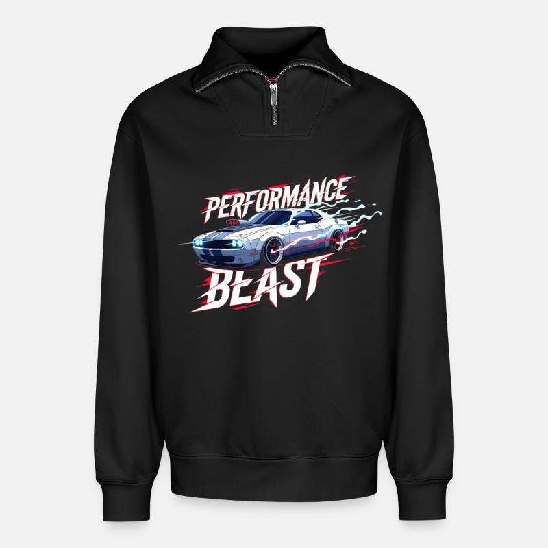 Muscle Car Performance Design - Relaxed Unisex Organic Half Zip Sweatshirt – von SPREAD - Schwarz