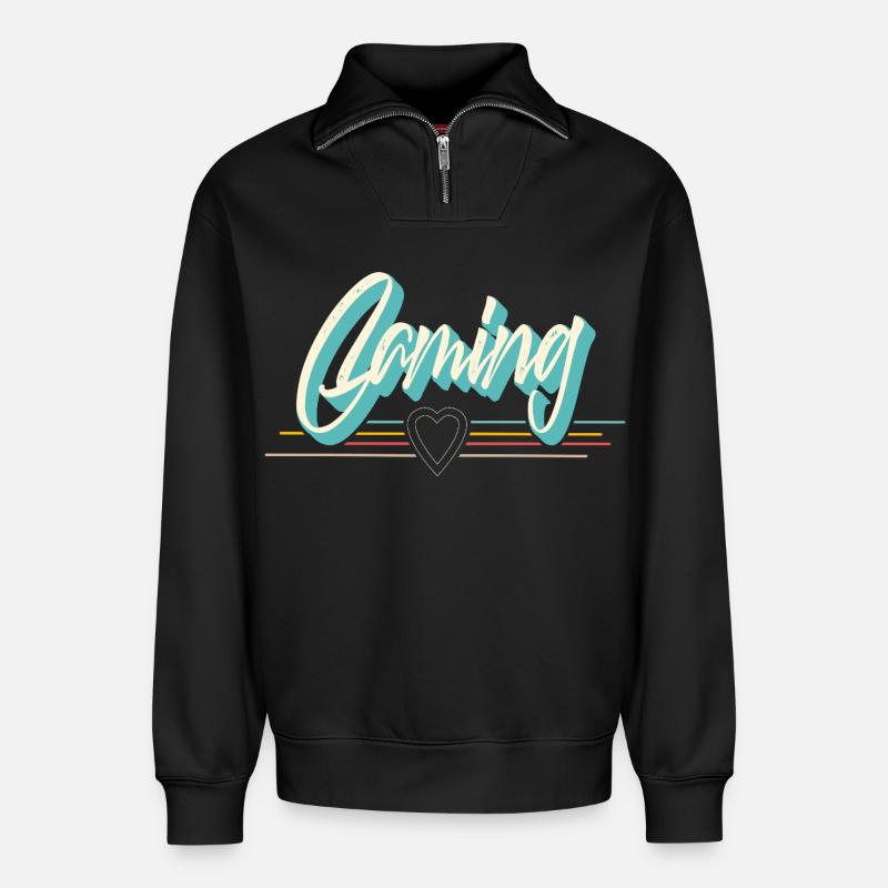 Gaming - Relaxed Unisex Organic Half Zip Sweatshirt – by SPREAD - black