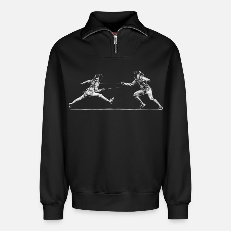 Fechten - Relaxed Unisex Organic Half Zip Sweatshirt – von SPREAD - Schwarz