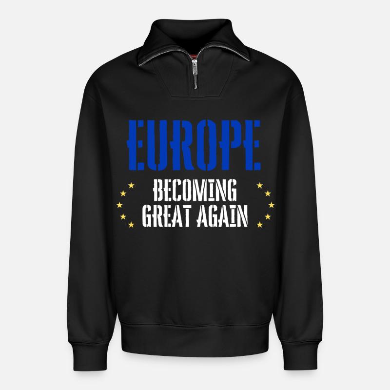 EUROPA wird wieder groß - Relaxed Unisex Organic Half Zip Sweatshirt – von SPREAD - Schwarz