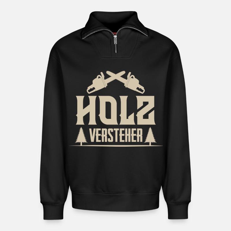 Holzfäller - Relaxed Unisex Organic Half Zip Sweatshirt – von SPREAD - Schwarz