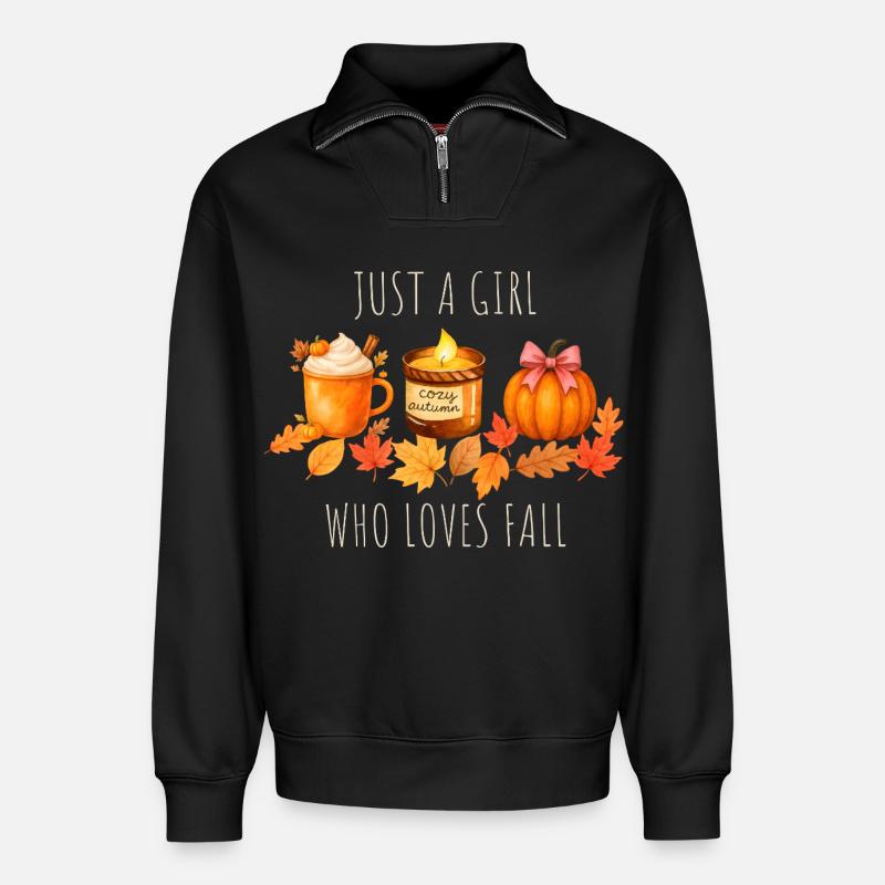 Nur ein Mädchen das Herbst liebt - Relaxed Unisex Organic Half Zip Sweatshirt – von SPREAD - Schwarz