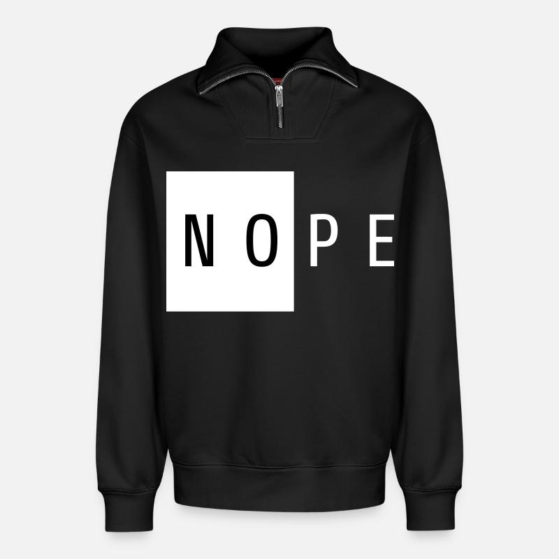 Nope White Geschenk - Relaxed Unisex Organic Half Zip Sweatshirt – von SPREAD - Schwarz