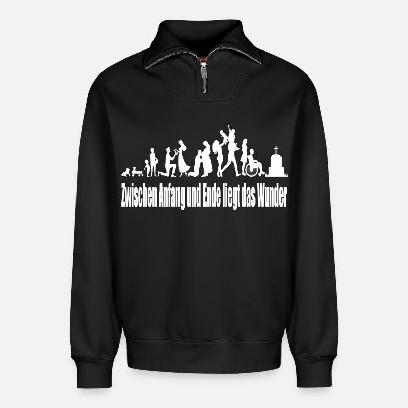 Vielfalt der Gemeinschaft Lebenswege - Relaxed Unisex Organic Half Zip Sweatshirt – von SPREAD - Schwarz