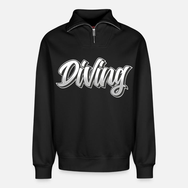 Tauchen - Relaxed Unisex Organic Half Zip Sweatshirt – von SPREAD - Schwarz