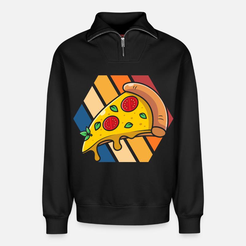 Pizza Pop Art Slice - Relaxed Unisex Organic Half Zip Sweatshirt – von SPREAD - Schwarz