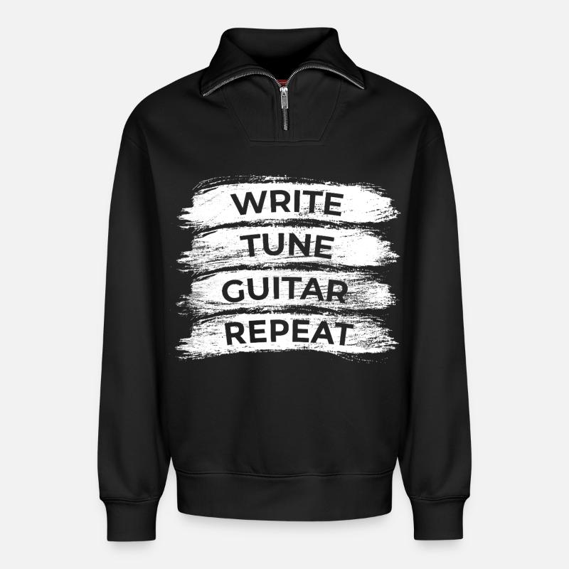 Guitar Player Routine - Relaxed Unisex Organic Half Zip Sweatshirt – by SPREAD - black