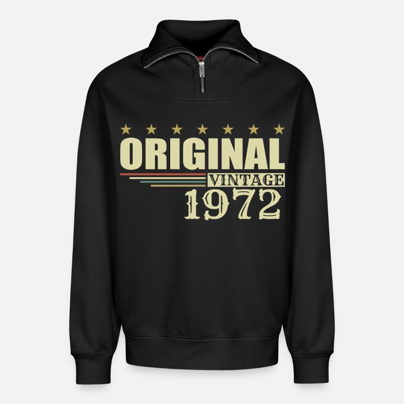 1972 Geburtstag 1972 - Relaxed Unisex Organic Half Zip Sweatshirt – von SPREAD - Schwarz