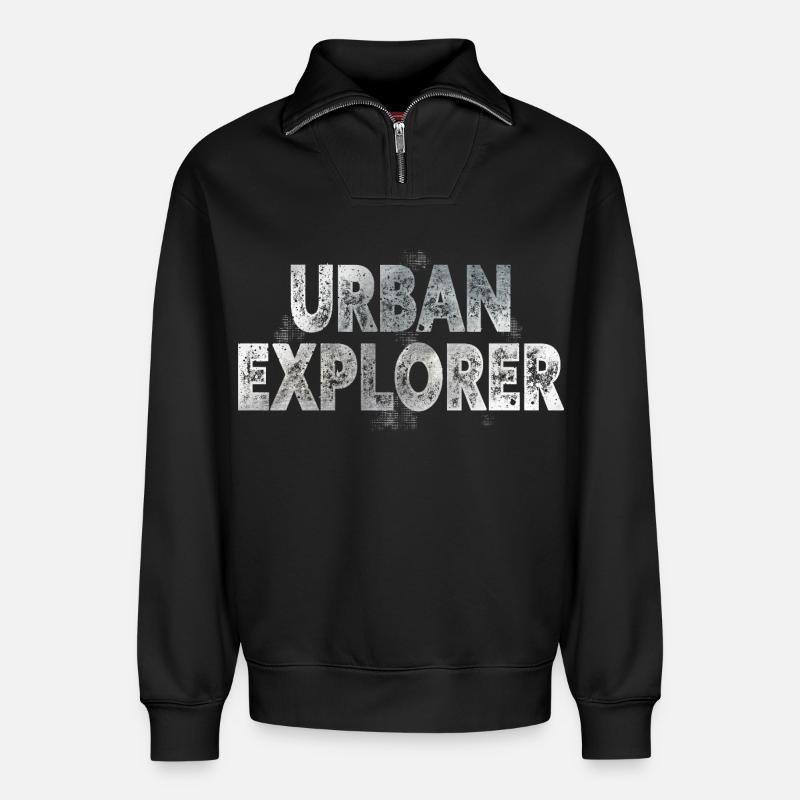 Urban Explorer - Relaxed Unisex Organic Half Zip Sweatshirt – von SPREAD - Schwarz