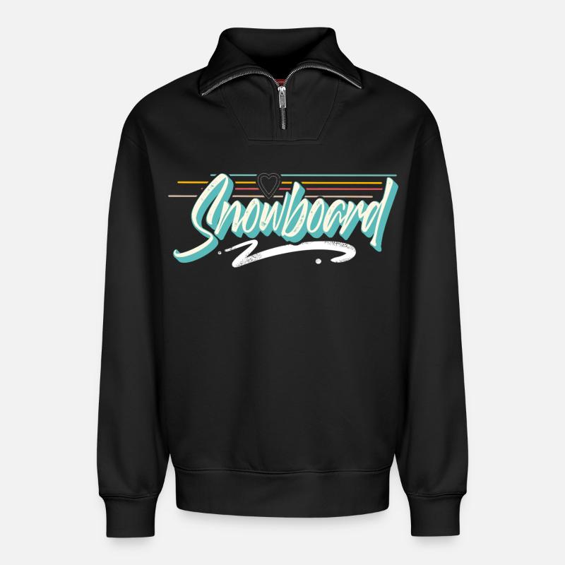 Snowboard - Relaxed Unisex Organic Half Zip Sweatshirt – von SPREAD - Schwarz