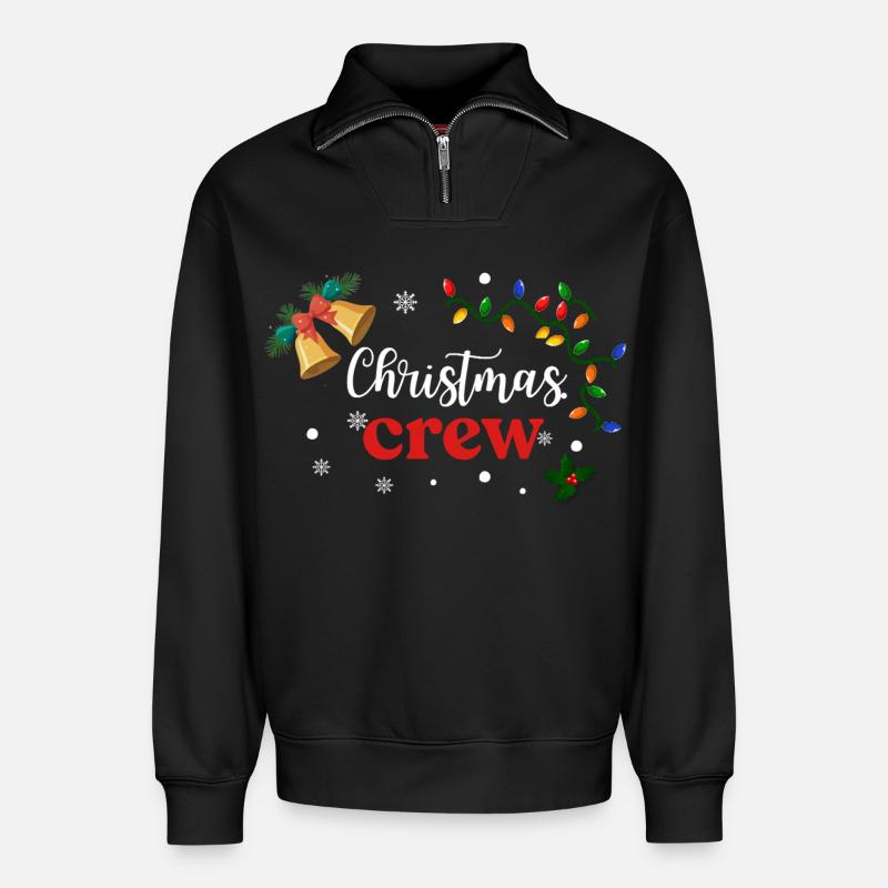 Équipage de Noël - Sweat unisexe décontracté en coton biologique à demi-zip – de SPREAD - noir