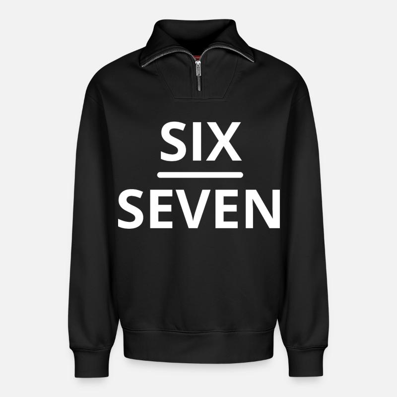 Sechs Sieben Meme Design - Relaxed Unisex Organic Half Zip Sweatshirt – von SPREAD - Schwarz