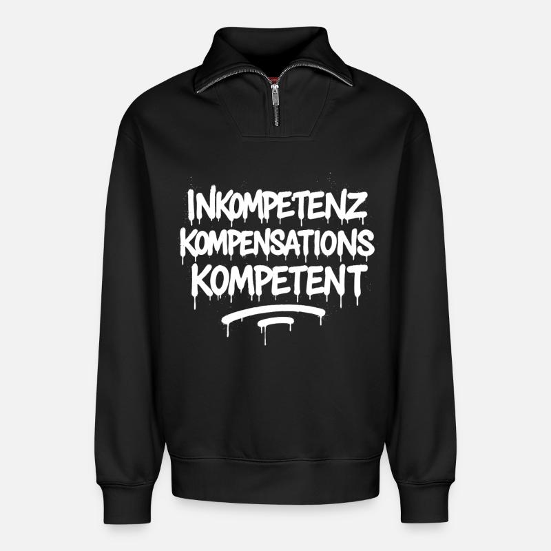 Incompétence Indemnisation Compétent – Compétence - Sweat unisexe décontracté en coton biologique à demi-zip – de SPREAD - noir