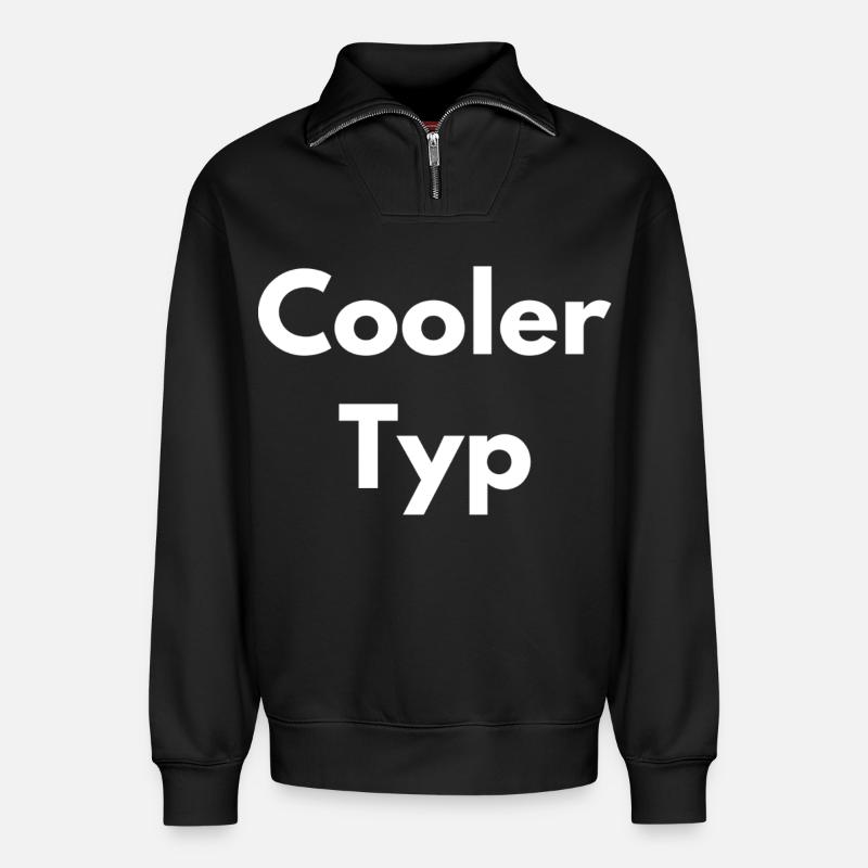 COOLER TYP - Relaxed Unisex Organic Half Zip Sweatshirt – von SPREAD - Schwarz