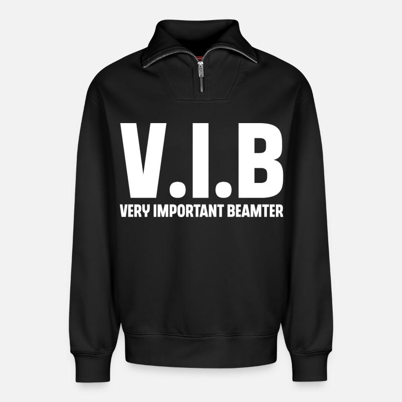 Beamter - Relaxed Unisex Organic Half Zip Sweatshirt – von SPREAD - Schwarz
