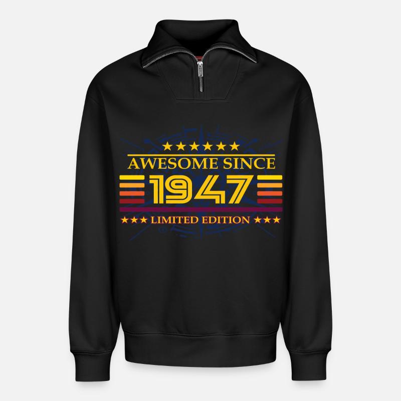 Awesome since 1947 Limited Edition - Relaxed Unisex Organic Half Zip Sweatshirt – von SPREAD - Schwarz