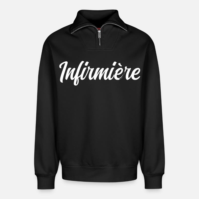 nurse - Relaxed Unisex Organic Half Zip Sweatshirt – by SPREAD - black