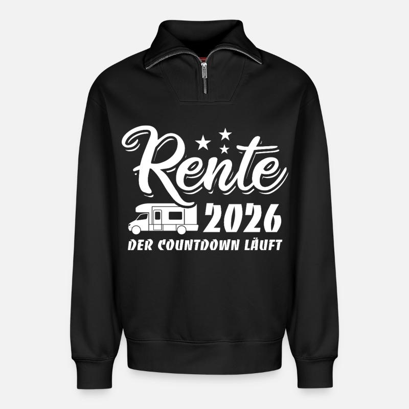 Rente 2026 - Der Countdown läuft - Camper - Relaxed Unisex Organic Half Zip Sweatshirt – von SPREAD - Schwarz