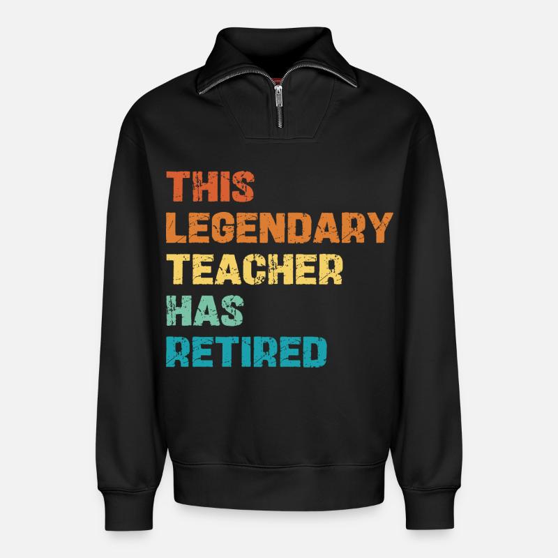 Legendary Lehrer Retirement - Relaxed Unisex Organic Half Zip Sweatshirt – von SPREAD - Schwarz