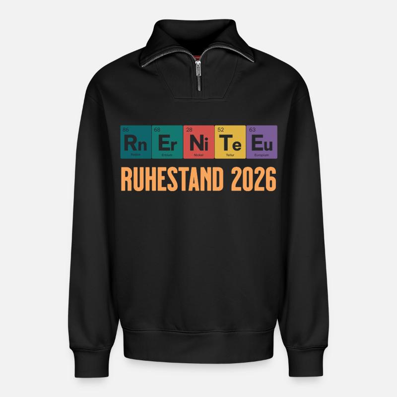 Rente 2026 Periodensystem Design - Relaxed Unisex Organic Half Zip Sweatshirt – von SPREAD - Schwarz