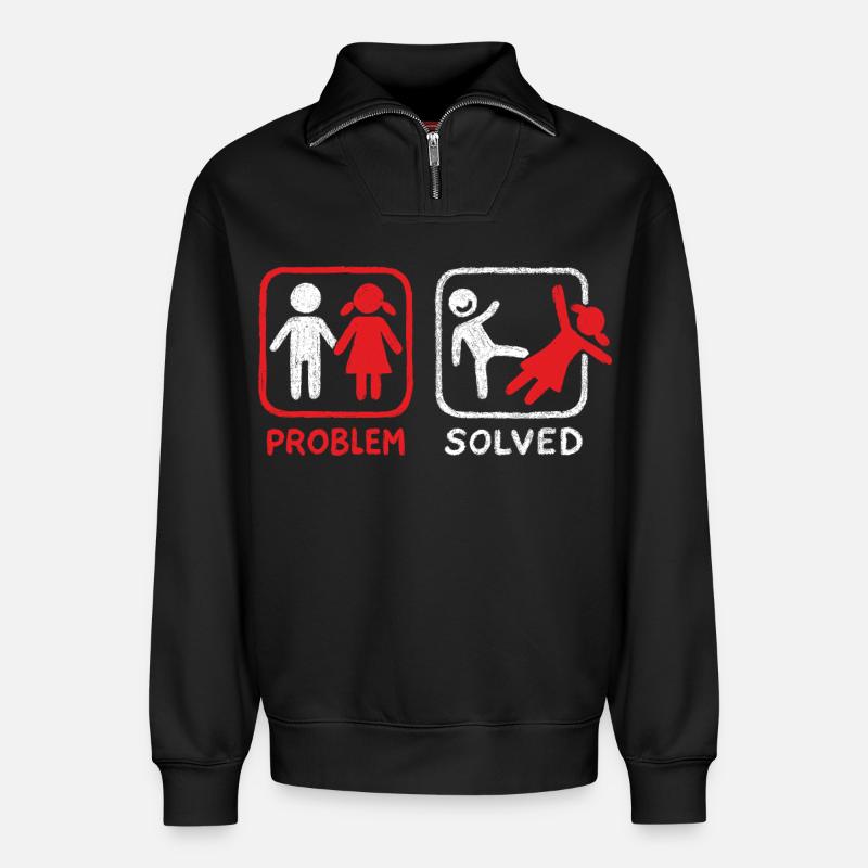 Problem Solved - Relaxed Unisex Organic Half Zip Sweatshirt – by SPREAD - black