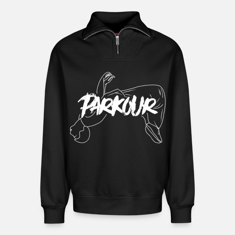 parkour - Relaxed Unisex Organic Half Zip Sweatshirt – by SPREAD - black