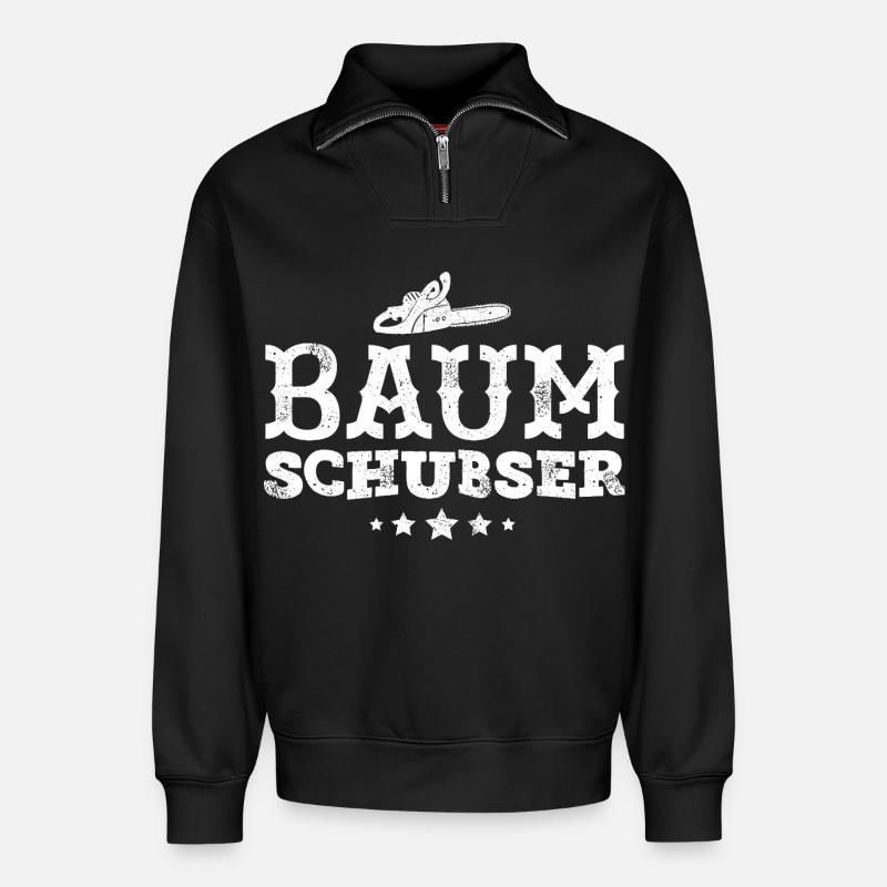 lumberjack - Relaxed Unisex Organic Half Zip Sweatshirt – by SPREAD - black