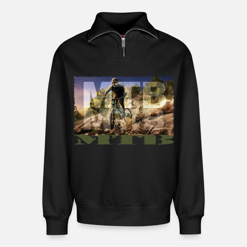MTB - Relaxed Unisex Organic Half Zip Sweatshirt – von SPREAD - Schwarz