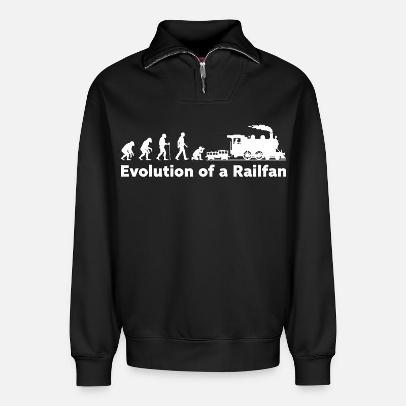 Evolution Railfan Zuglokomotive - Relaxed Unisex Organic Half Zip Sweatshirt – von SPREAD - Schwarz