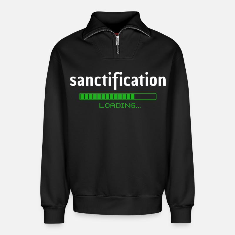 Sanctification - Heiligung - loading - christlich - Relaxed Unisex Organic Half Zip Sweatshirt – von SPREAD - Schwarz