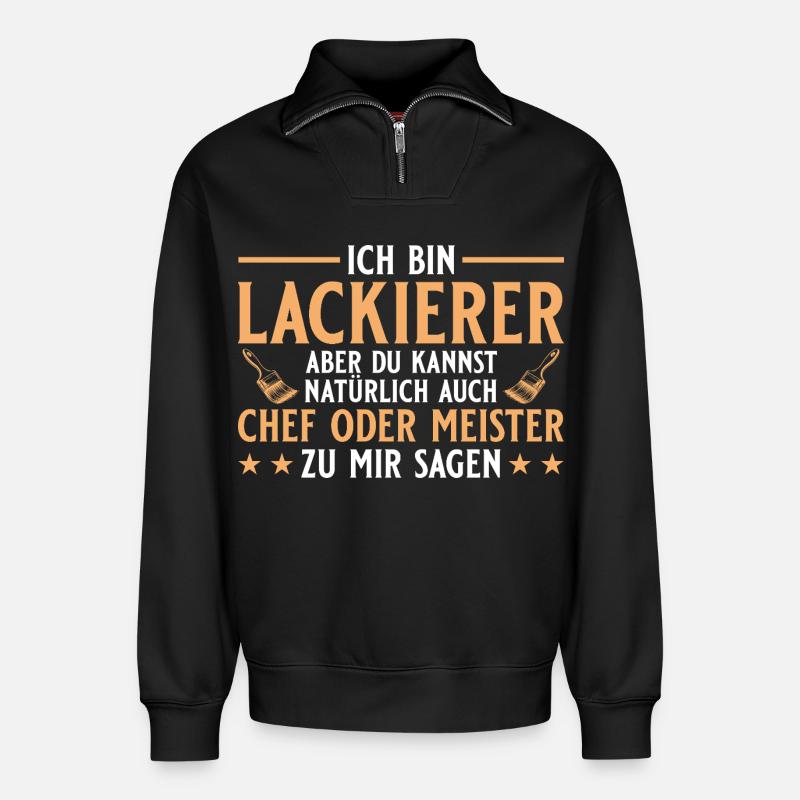 Maler Handwerker Chef oder Meister - Lackierer - Relaxed Unisex Organic Half Zip Sweatshirt – von SPREAD - Schwarz
