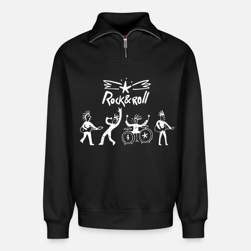 Rock-and-Roll-Band-Sketch - Relaxed Unisex Organic Half Zip Sweatshirt – von SPREAD - Schwarz