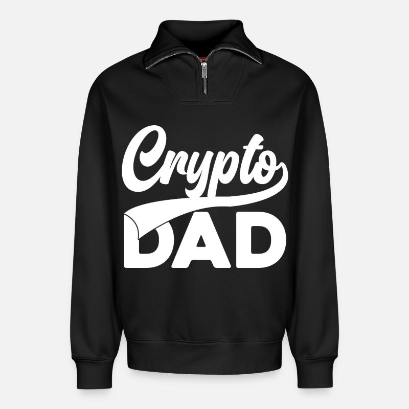 Crypto Dad Script Logo - Sweat unisexe décontracté en coton biologique à demi-zip – de SPREAD - noir
