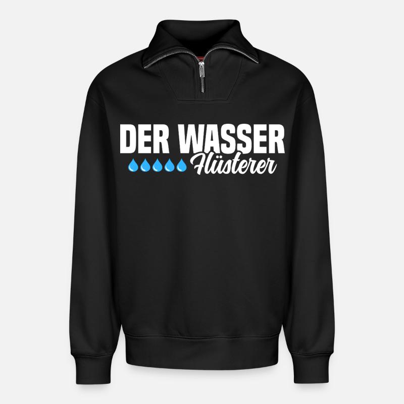 Der Wasser Flüsterer - Relaxed Unisex Organic Half Zip Sweatshirt – von SPREAD - Schwarz