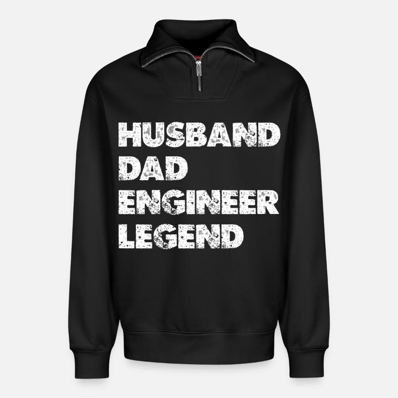 Husband Dad Engineer Legend - Relaxed Unisex Organic Half Zip Sweatshirt – von SPREAD - Schwarz
